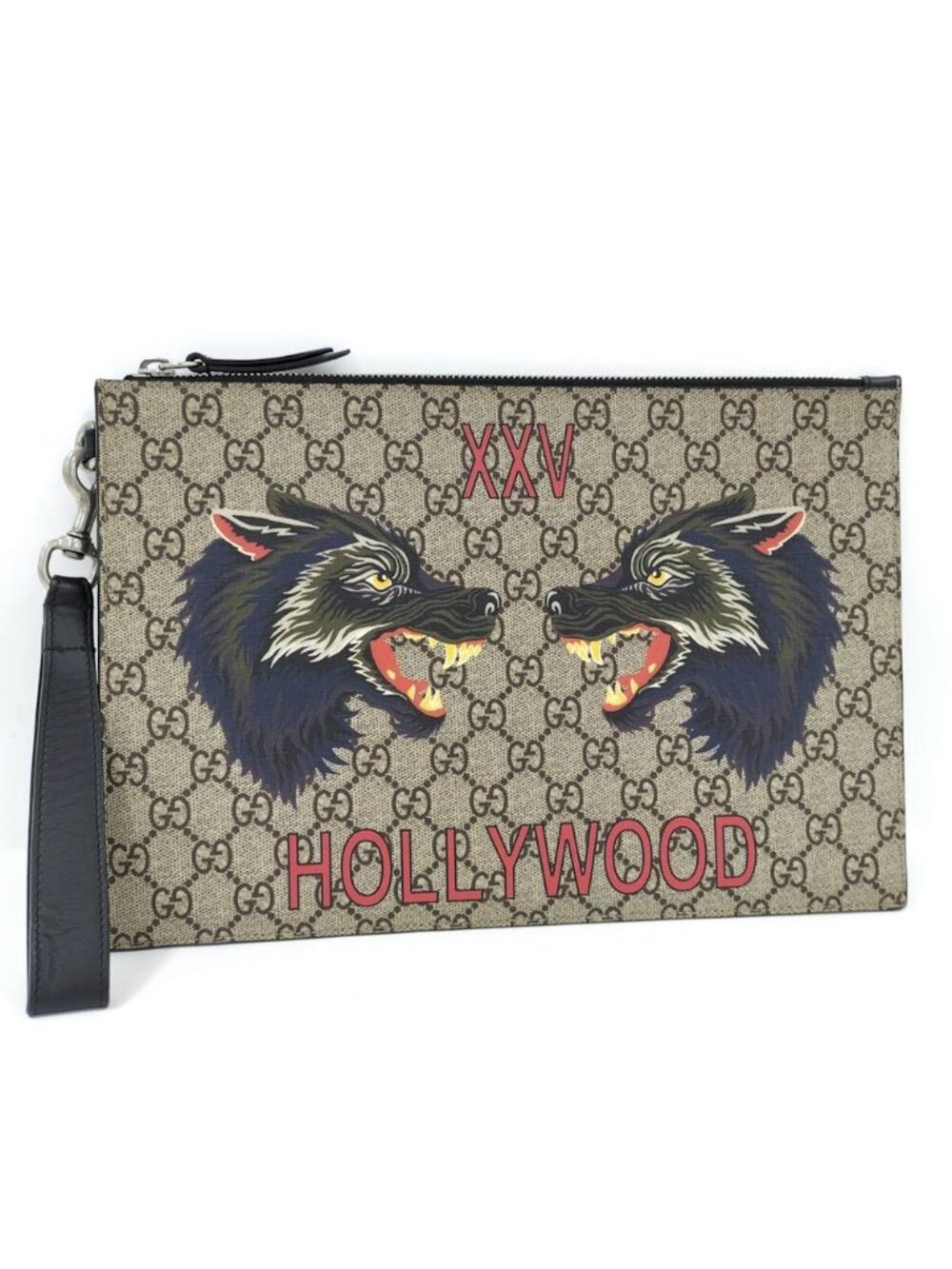Gucci Clutch Wolf GG Supreme Beige